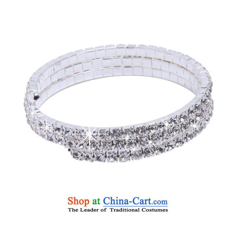  Stylish multi-tier spiral mslover full of charm bracelets brides elasticity drill hand chain wrist Jewelry Ornaments B130802 bride silver 5 row, of Lisa (MSLOVER) , , , shopping on the Internet