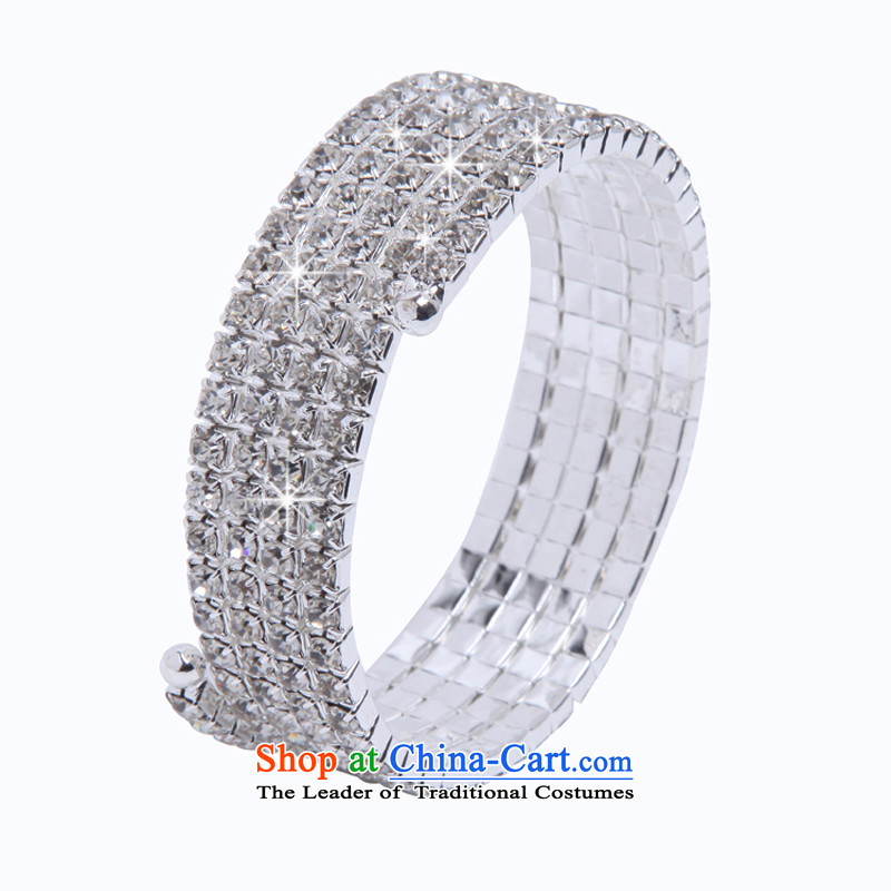  Stylish multi-tier spiral mslover full of charm bracelets brides elasticity drill hand chain wrist Jewelry Ornaments B130802 bride silver 5 row, of Lisa (MSLOVER) , , , shopping on the Internet