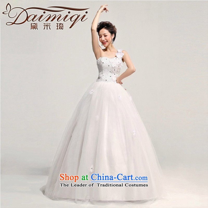 Doi m qi 2014 new Korean version of the Princess Bride shoulder flowers to align drill water wedding dresses larger pregnant women custom White XL