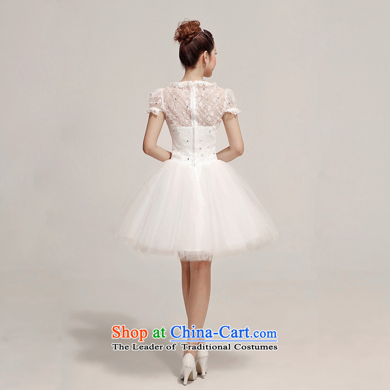 The bride wedding dress red lace shoulders bon bon skirt short) bows services bridesmaid wedding dinner dress White XL, Demi Moor Qi , , , shopping on the Internet