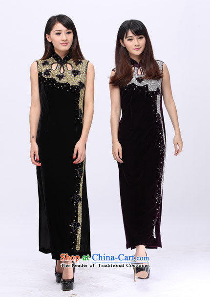 The evening banquet noble and elegant ladies dress full Stretch Wool Pearl embroidered manually qipao 201501A purple bottom Eun-joo L picture, prices, brand platters! The elections are supplied in the national character of distribution, so action, buy now enjoy more preferential! As soon as possible.