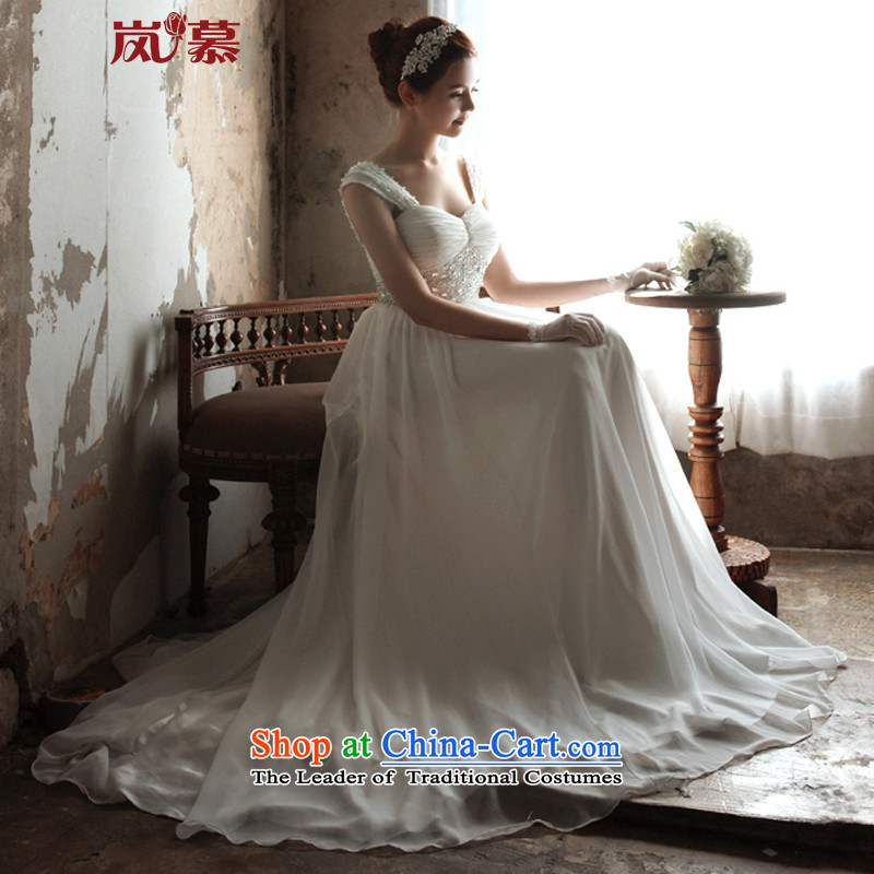 The sponsors of the 2015 New LAURELMARY, Sau San foutune chiffon small trailing wedding dresses Pure White (as shown in the color of the sponsors the....) L(B=90/W=74), shopping on the Internet