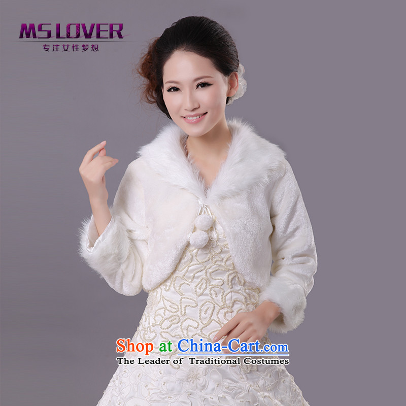 Mslover wedding dresses warm winter partner for as long long-sleeved marriages gross shawl, a jacket FW121121 m White