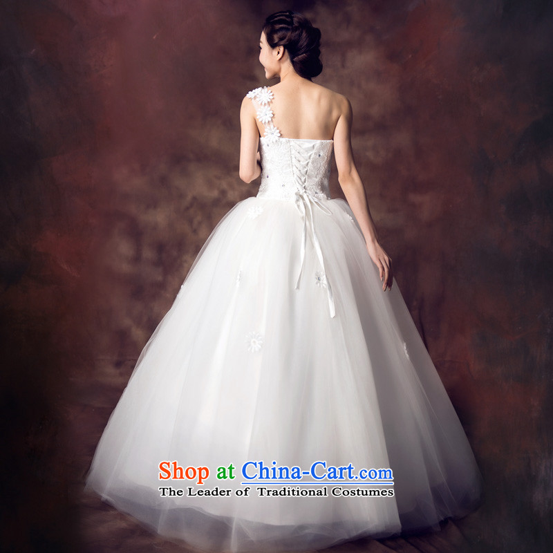 Recalling that hates makeup and summer single shoulder Beveled Shoulder sweet to align the petals Korean style wedding dresses, chest and large numbers of pregnant women can penetrate H13702 White XL, recalling that hates makeup and shopping on the Intern