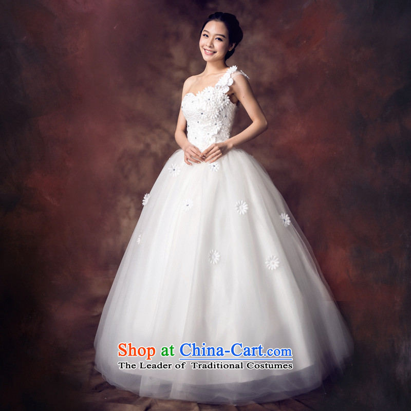 Recalling that hates makeup and summer single shoulder Beveled Shoulder sweet to align the petals Korean style wedding dresses, chest and large numbers of pregnant women can penetrate H13702 White XL, recalling that hates makeup and shopping on the Intern
