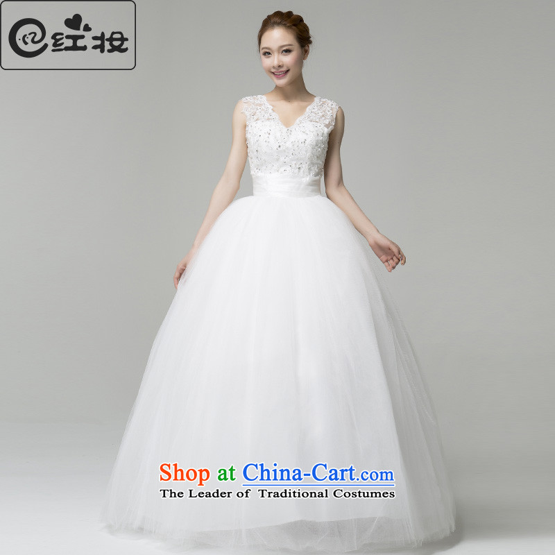Recalling that hates makeup and summer 2015 new wedding dress white lace V-neck to align the marriage wedding Korean Princess bon bon skirt H13744 WhiteM