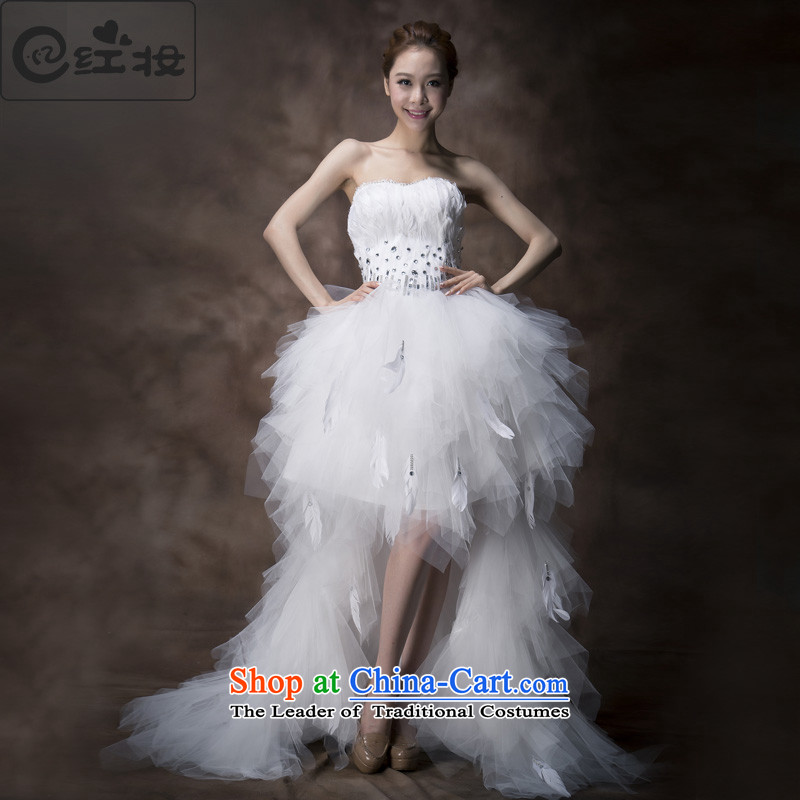 Recalling that hates makeup and summer 2015, before the new after short feathered wedding sweet anointed chest-dress small princess wedding H13735 Trailing WhiteM