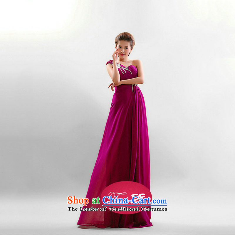 The population of Taiwan New 2013 Marriage bows services shoulder purple dress will the program host dress YSY1912 PURPLE M, Taiwan's shopping on the Internet has been pressed.