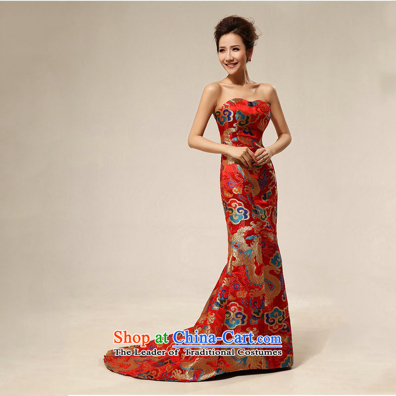 The population of Taiwan New 2013 wedding dress dragon robe dress show replace the bride long XS1926) Red XL, Taiwan's shopping on the Internet has been pressed.