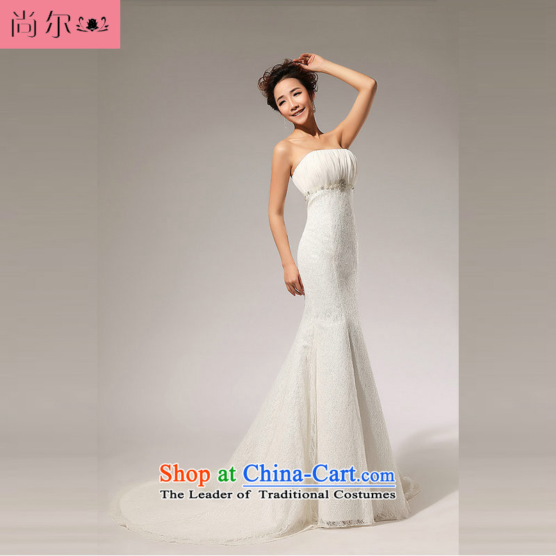 Taiwan's princess Korean style wedding dress lace anointed chest bride wedding dresses marriage bows service long skirt XS2055 White XL, Taiwan's shopping on the Internet has been pressed.