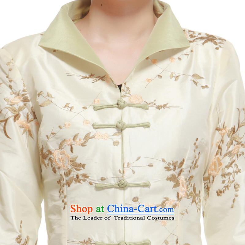 2014 new stylish improved embroidery Tang dynasty, Wang deduct 2 color T-shirt into a coat small Li aware of the  former Yugoslavia, L, beige QN2952 LI (Q.LIZHI) , , , shopping on the Internet