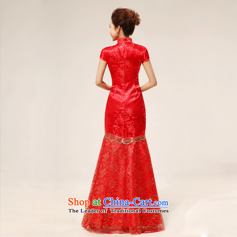 Baby bride China wind red long sexy lace marriages wedding dresses qipao bows will serve a foot 9 red waistline, darling Bride (BABY BPIDEB) , , , shopping on the Internet