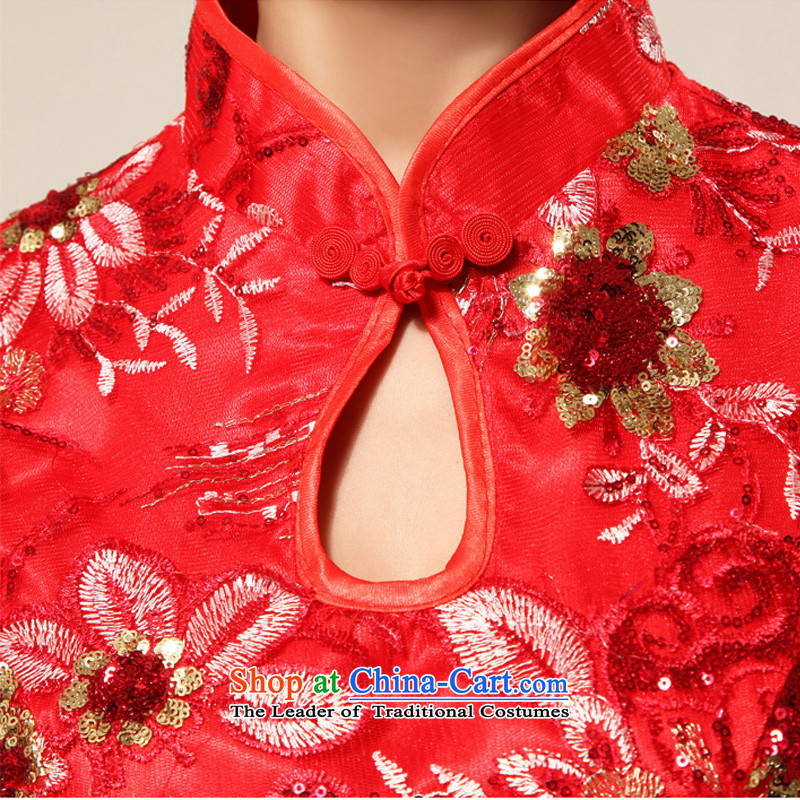 2014 new bride treasure Red China wind long sweet lace flowers on chip marriages cheongsam Red 2 ft 4 in waist Bo (BABY BPIDEB bride) , , , shopping on the Internet