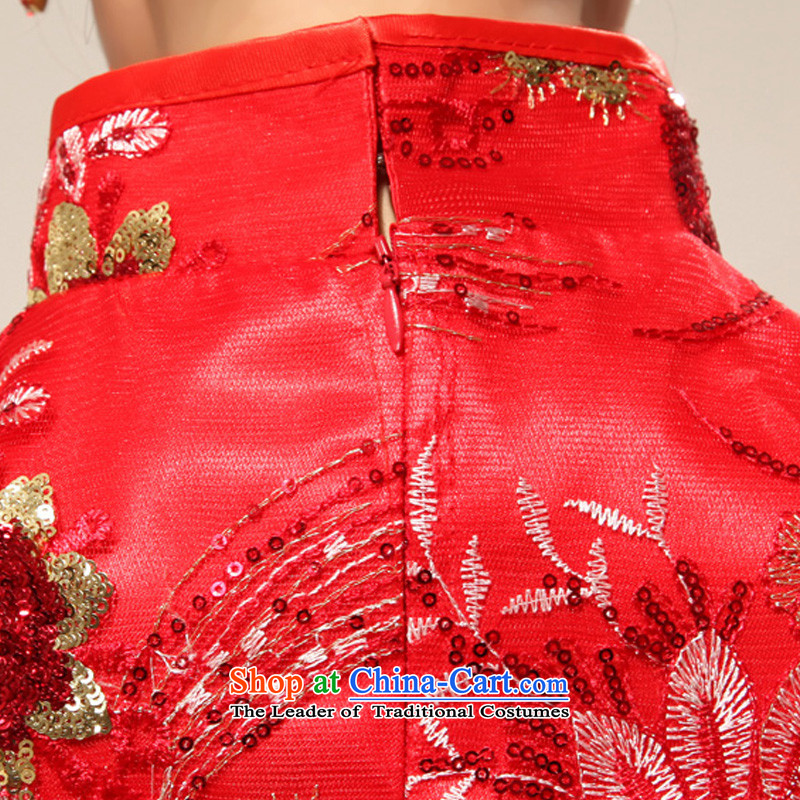 2014 new bride treasure Red China wind long sweet lace flowers on chip marriages cheongsam Red 2 ft 4 in waist Bo (BABY BPIDEB bride) , , , shopping on the Internet