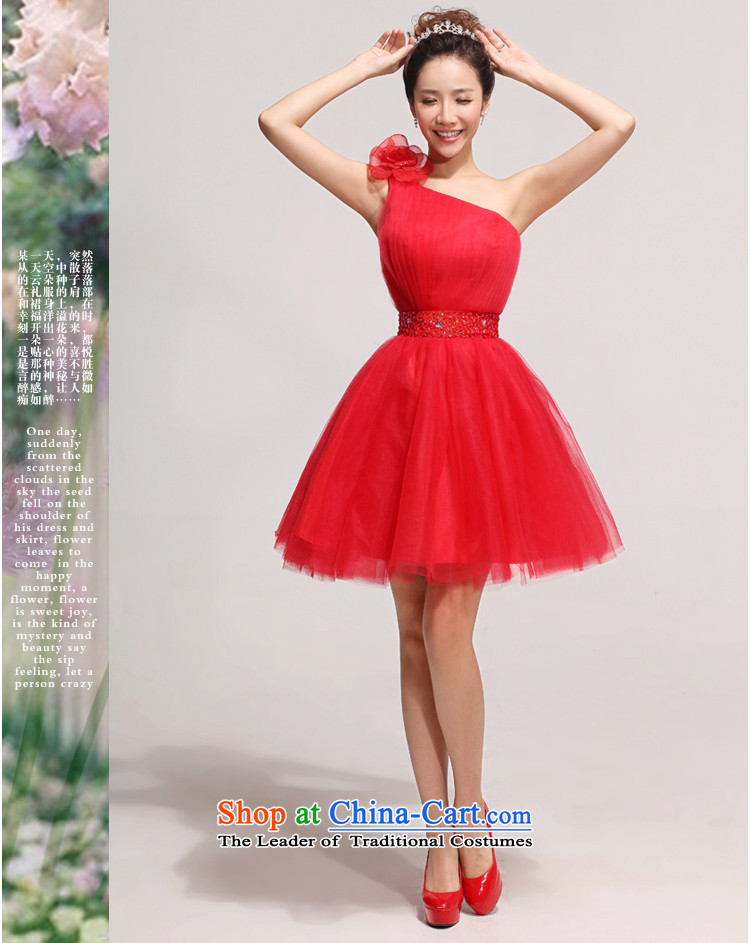 2014 new bride treasure bride bows services Beveled Shoulder short) bridesmaid skirt Korean shoulder flowers wedding dresses red waist a foot 9 pictures, prices, brand platters! The elections are supplied in the national character of distribution, so action, buy now enjoy more preferential! As soon as possible.