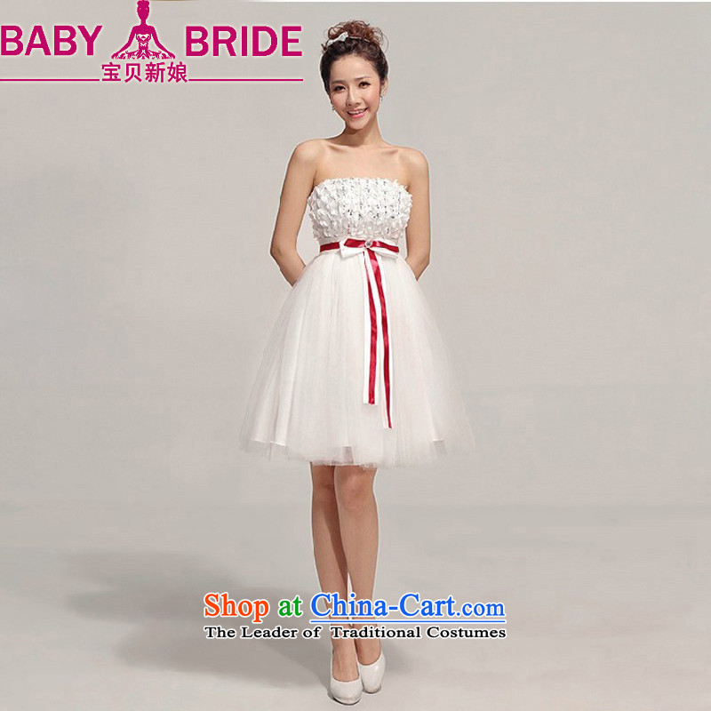 Baby bride bridesmaid short skirt and small dress chest short skirts bon bon skirt bridesmaid dress Korean skirt bridesmaid service Sister WhiteXL