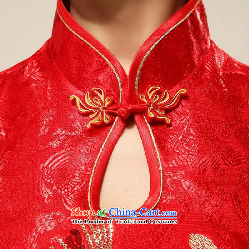 Baby bride stylish China wind red long marriages wedding dresses qipao Phoenix Mudan marriage cheongsam Red 2 ft, baby waist Bride (BABY BPIDEB) , , , shopping on the Internet
