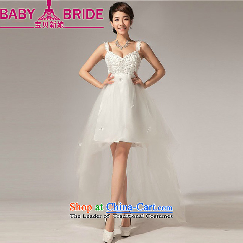 Baby bride wedding dresses new 2014 front stub and drag the small diamond wedding dress skirt booking summer m White?L