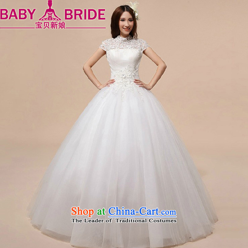 The 2014 new bride treasure stylish Korean wedding sweet princess wedding a field to align the shoulder wedding lace package shoulder strap white?L