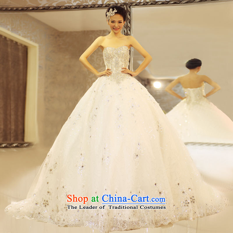 Pre-sale products in Beijing - wedding dresses Kyrgyz-american married new Korean arts 2015 edition anointed chest princess skirt water drilling tail HT7116 bride wedding in the upper part of the crystal drill under the resin drill - 1m tail , L, Kyrgyz-U