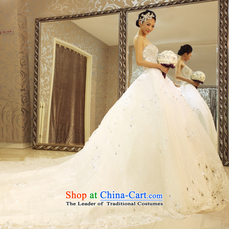 Pre-sale products in Beijing - wedding dresses Kyrgyz-american married new Korean arts 2015 edition anointed chest princess skirt water drilling tail HT7116 bride wedding in the upper part of the crystal drill under the resin drill - 1m tail , L, Kyrgyz-U