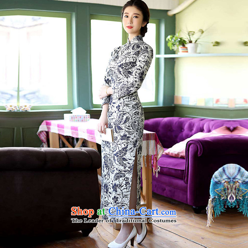 A Pinwheel Without Wind--jae (Yat-lan cotton linen dresses new stylish retro fitted in spring and autumn improved long skirt suits qipao XL, Yat Lady , , , shopping on the Internet