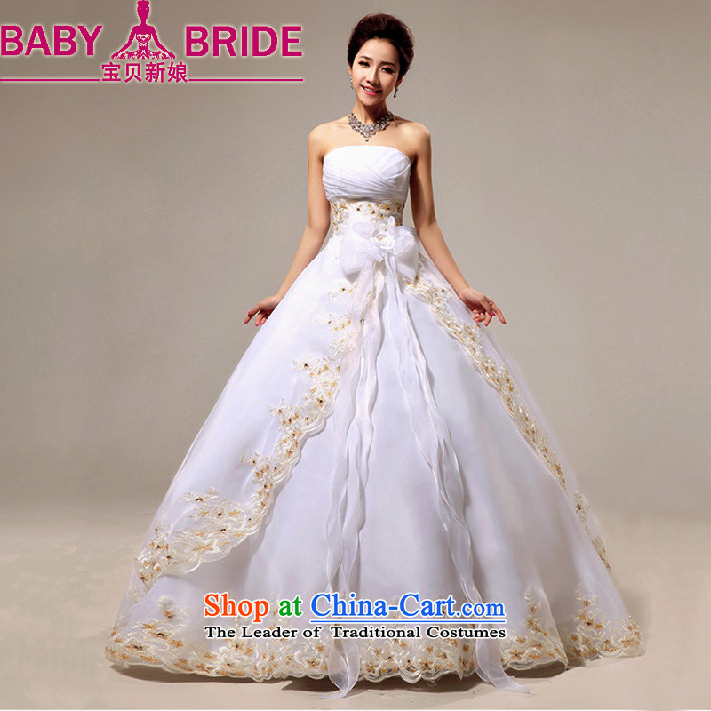 Baby bride wedding dresses new 2014 photo building photography Korean Won-Princess Bride wedding alignment of the funds from the chest zipper White?XXL wipe
