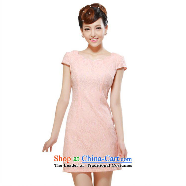 2014 New elegant beauty video summer improved stylish thin, daily sweet qipao skirt pink M picture, prices, brand platters! The elections are supplied in the national character of distribution, so action, buy now enjoy more preferential! As soon as possible.