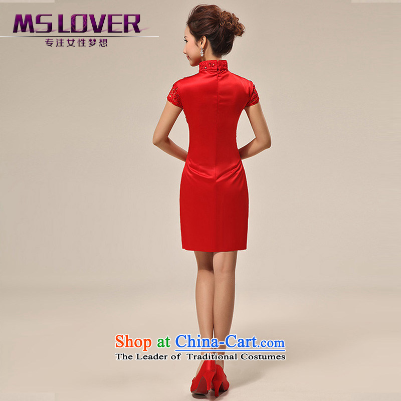 The new red qipao mslover cheongsam dress bride short of marriage, lace bows services qipao QLF130815 Red 2 feet), PUERTORRICANS waistline, Lisa (MSLOVER) , , , shopping on the Internet