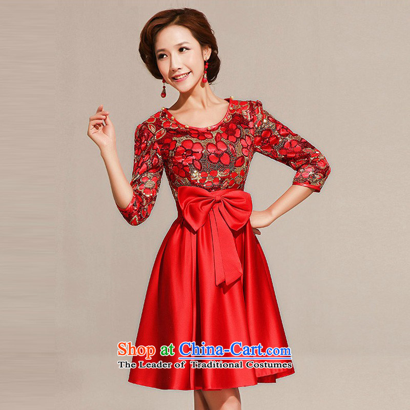 The Korean version of the new mslover short of improved long-sleeved dress qipao skirt bows services QLF130816 RED M waist 2.1 foot) of Lisa (MSLOVER) , , , shopping on the Internet