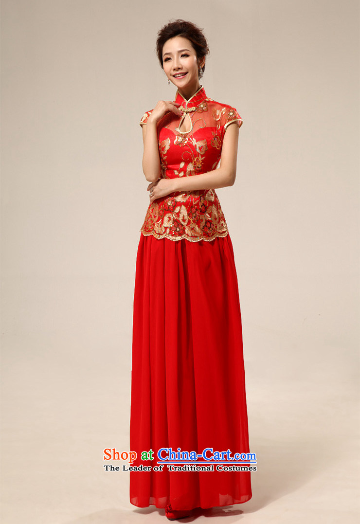 The new red qipao mslover cheongsam dress brides marriage long lace bows services qipao QLF130818 red L (2.2 feet) picture waistline, prices, brand platters! The elections are supplied in the national character of distribution, so action, buy now enjoy more preferential! As soon as possible.