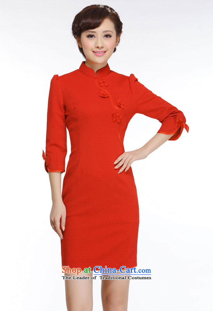 The former Yugoslavia Li known spring 2015 new products OL commuter retro elegant qipao 7 Cuff D82 dresses with large Code Red XL pictures, QW003R price, brand platters! The elections are supplied in the national character of distribution, so action, buy now enjoy more preferential! As soon as possible.