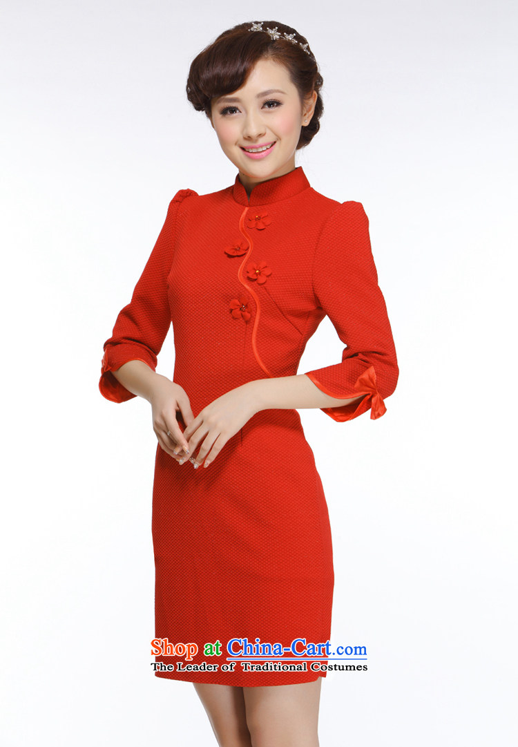 The former Yugoslavia Li known spring 2015 new products OL commuter retro elegant qipao 7 Cuff D82 dresses with large Code Red XL pictures, QW003R price, brand platters! The elections are supplied in the national character of distribution, so action, buy now enjoy more preferential! As soon as possible.