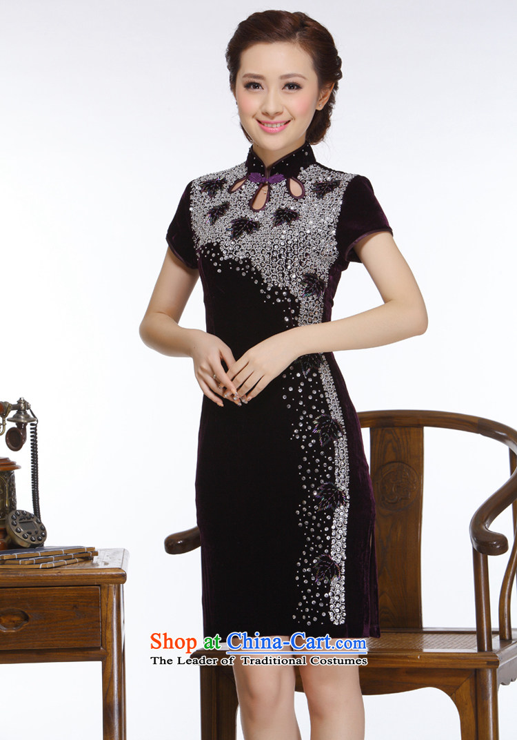 The former Yugoslavia Li aware of the new 2015 Ms. manually staple pearl chest retro improved stylish and elegant qipao QT151 short purple L picture, prices, brand platters! The elections are supplied in the national character of distribution, so action, buy now enjoy more preferential! As soon as possible.
