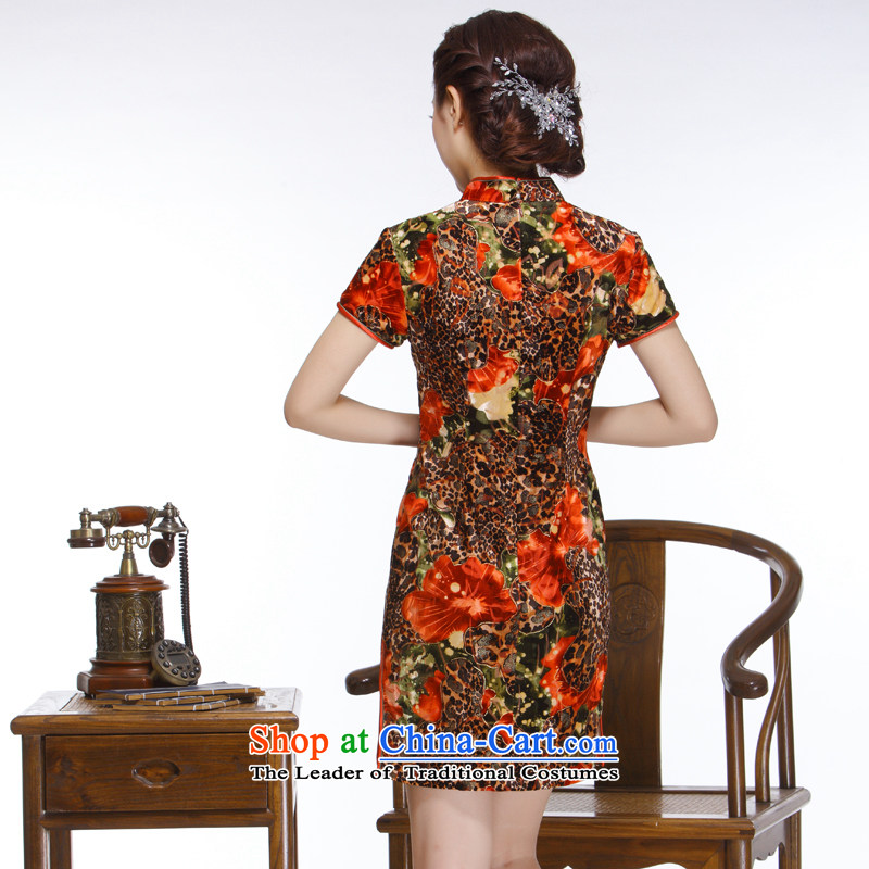 The former Yugoslavia Li aware of the new president of nostalgia for the 2015 improved stylish Sau San Leopard flowers really short qipao  QR318 plush leopard , L, Yugoslavia (Q.LIZHI Li shopping on the Internet has been pressed.)