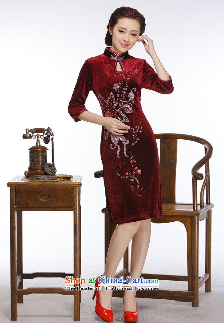The former Yugoslavia Li aware of the new president of nostalgia for the 2015 improved manually staple pearl stylish Sau San pipa collar short qipao QR322 wine red M picture, prices, brand platters! The elections are supplied in the national character of distribution, so action, buy now enjoy more preferential! As soon as possible.