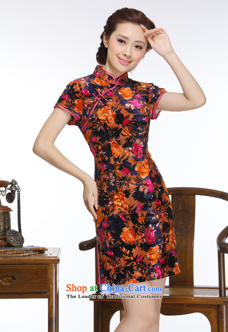 The former Yugoslavia Li know the new improved stylish 2015 Sau San bleeding noble really low power's qipao velvet QR324 black and red S picture, prices, brand platters! The elections are supplied in the national character of distribution, so action, buy now enjoy more preferential! As soon as possible.