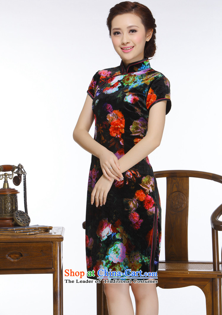 The former Yugoslavia Li known 2015 new women's really improved Stylish retro mother velvet gown low power's qipao QR326 SAFFLOWER XL Photo Black, prices, brand platters! The elections are supplied in the national character of distribution, so action, buy now enjoy more preferential! As soon as possible.