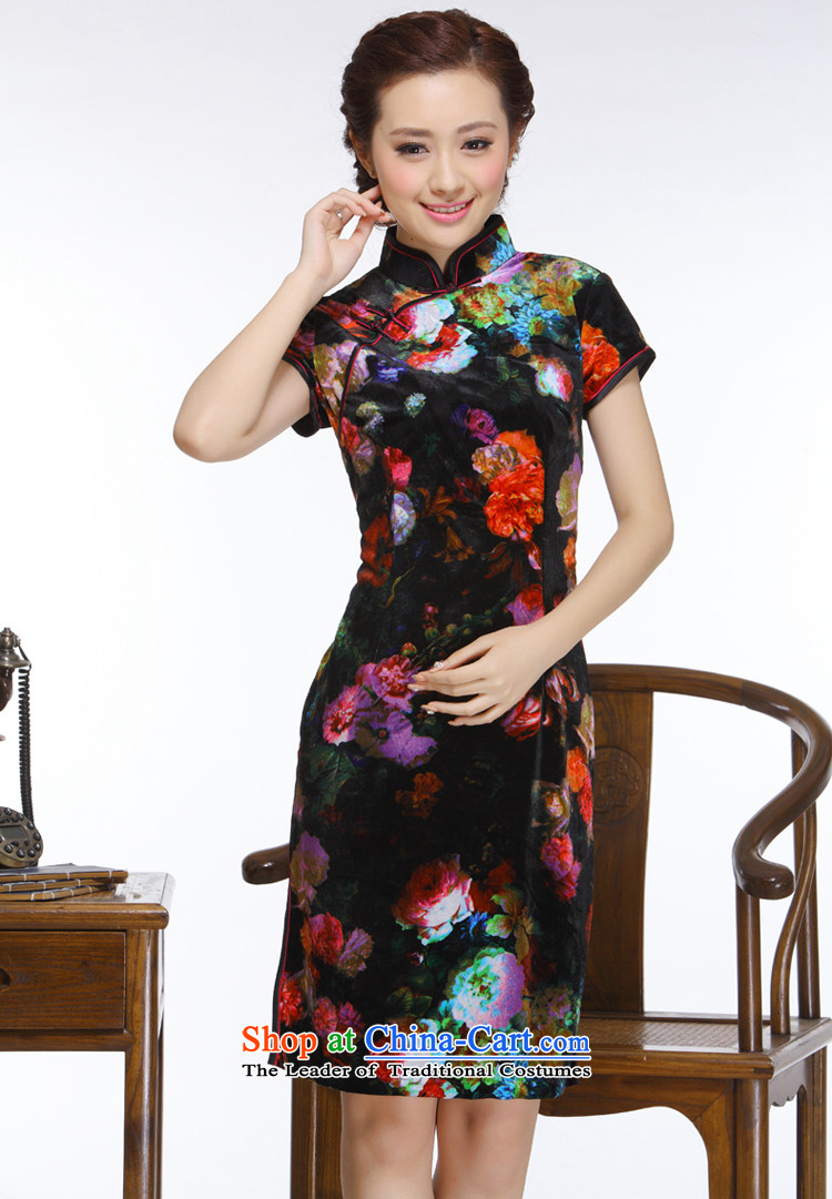 The former Yugoslavia Li known 2015 new women's really improved Stylish retro mother velvet gown low power's qipao QR326 SAFFLOWER XL Photo Black, prices, brand platters! The elections are supplied in the national character of distribution, so action, buy now enjoy more preferential! As soon as possible.