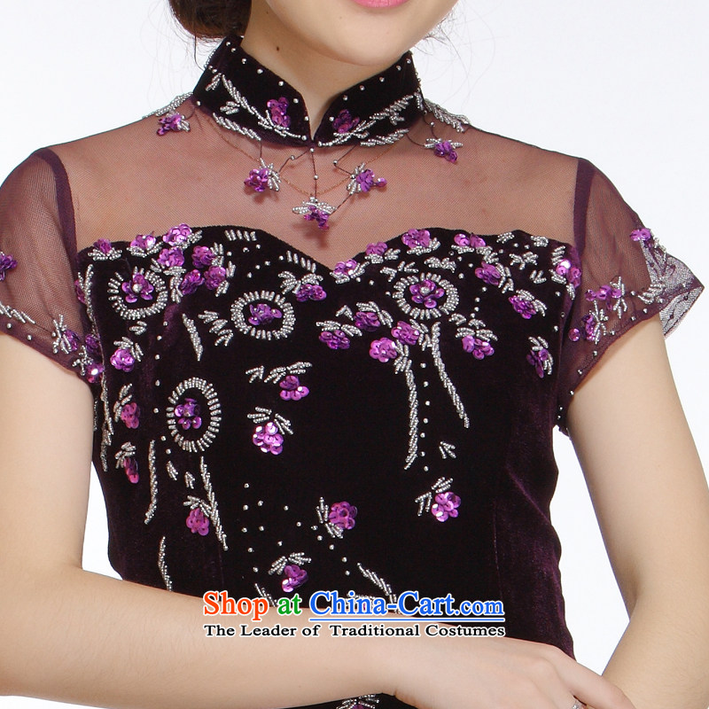 The former Yugoslavia Li aware of the new president improvements 2014 stylish and elegant engraving pearl nail long really QR327 qipao purple , scouring pads in the former Yugoslavia (Q.LIZHI Li shopping on the Internet has been pressed.)
