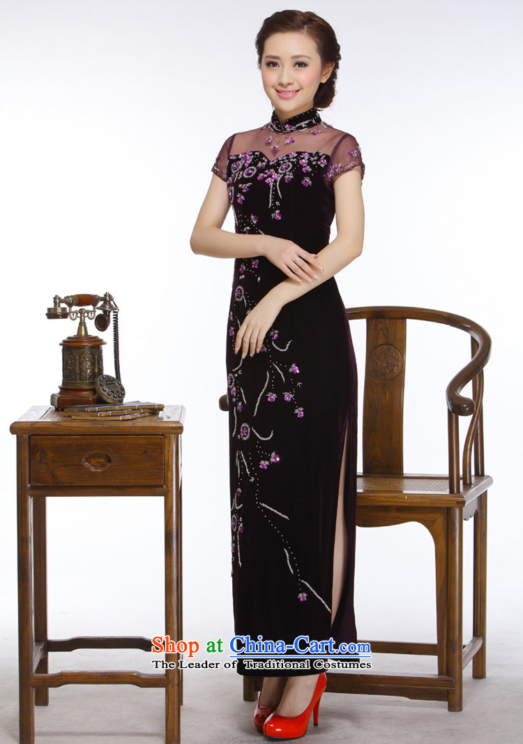 The former Yugoslavia Li aware of the new president improvements 2014 stylish and elegant engraving pearl nail long really QR327 qipao purple plush M picture, prices, brand platters! The elections are supplied in the national character of distribution, so action, buy now enjoy more preferential! As soon as possible.