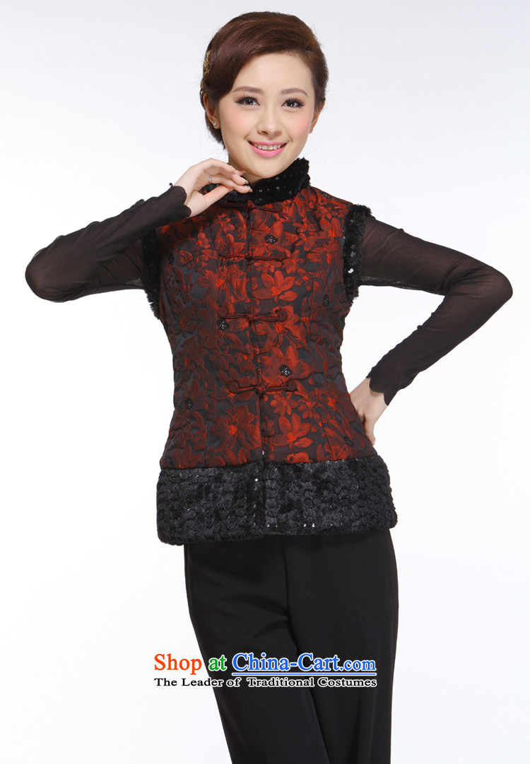 The former Yugoslavia informed 2013 autumn and winter Li New President Tang dynasty retro improved stylish Sau San, a plush collar  QB3-006 black and red vest XL Photo, prices, brand platters! The elections are supplied in the national character of distribution, so action, buy now enjoy more preferential! As soon as possible.