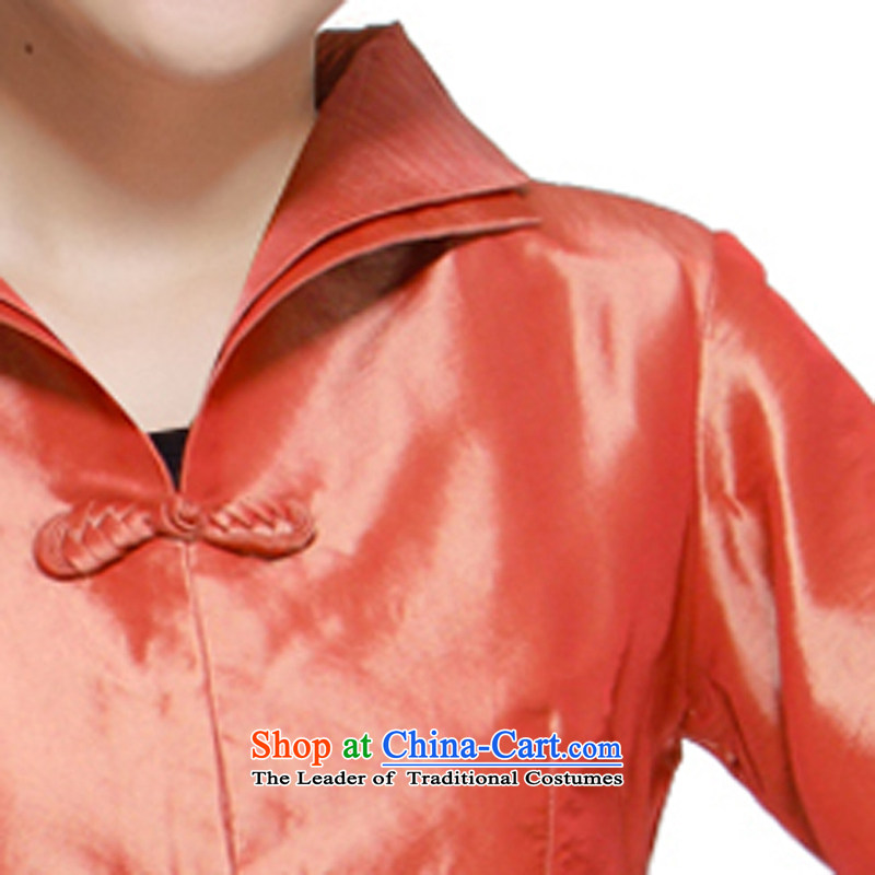 The new 2014 Ms. Tang dynasty Mock-neck 3 capsule detained dual Mock-Neck Shirt damask pure color small Li aware orange XL, Yugoslavia (Q.LIZHI LI) , , , shopping on the Internet