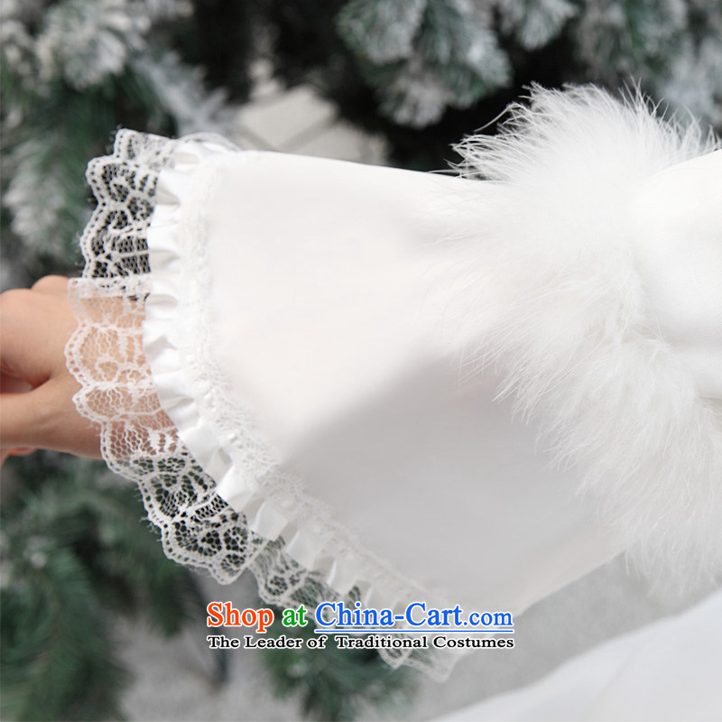 Shared Keun guijin 2014 new cotton wedding collar horn princess long-sleeved word warm to align the shoulder wedding dresses m White XL code from Suzhou shipment, shared Keun (guijin) , , , shopping on the Internet