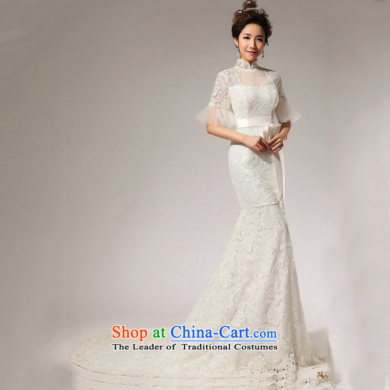 There is also a sense of silk optimize small in spring and summer crowsfoot/lace tail wedding XS5239 white colored silk is optimized, , , , shopping on the Internet