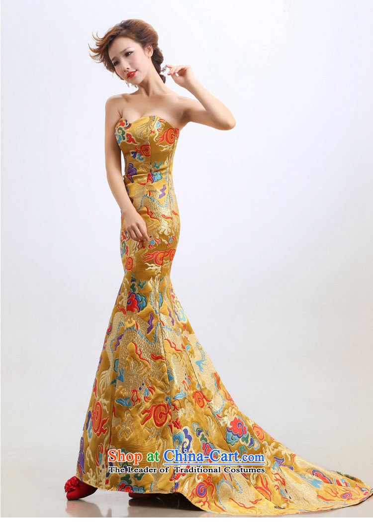 The new bride dragon robe bows cheongsam dress wedding will XS2283 Yellow  XL Photo, prices, brand platters! The elections are supplied in the national character of distribution, so action, buy now enjoy more preferential! As soon as possible.