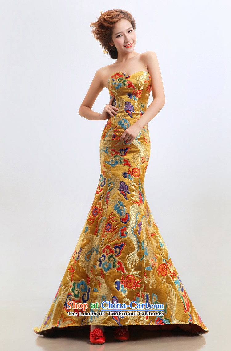 The new bride dragon robe bows cheongsam dress wedding will XS2283 Yellow  XL Photo, prices, brand platters! The elections are supplied in the national character of distribution, so action, buy now enjoy more preferential! As soon as possible.