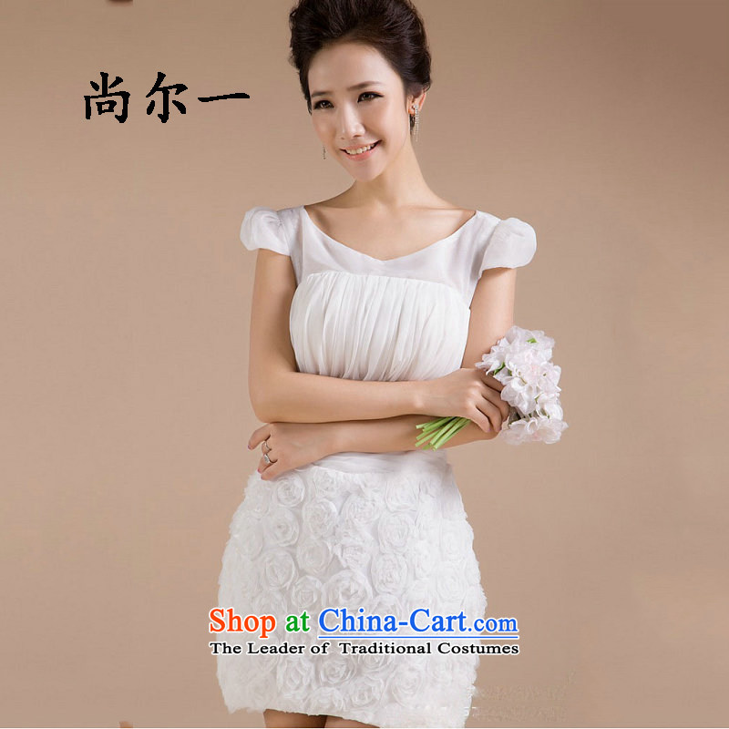 The population of Taiwan New small dress flowers skirt as bridesmaid to skirt short skirt XS2278 White M Taiwan population , , , shopping on the Internet