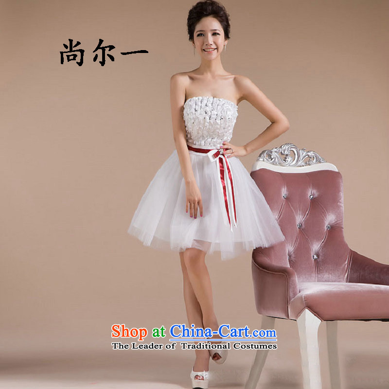 Taiwan New silk dress heart anointed chest sweet tether graceful and elegant small dress XS2277 white L