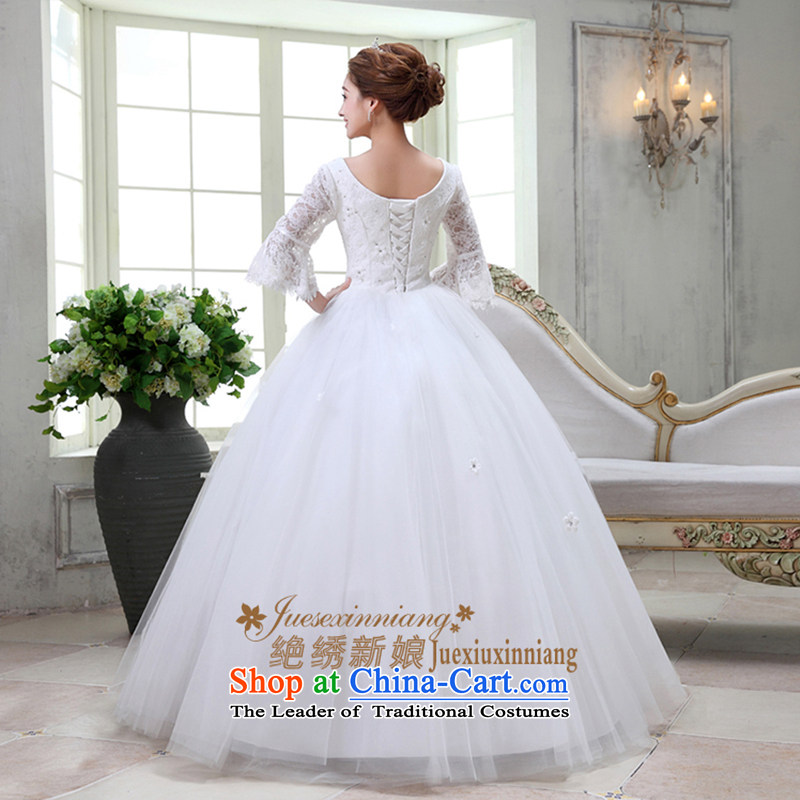 There is a long-sleeved winter bride embroidery lace V-neck a field to align the shoulder straps bride wedding White XL, is embroidered bride shopping on the Internet has been pressed.